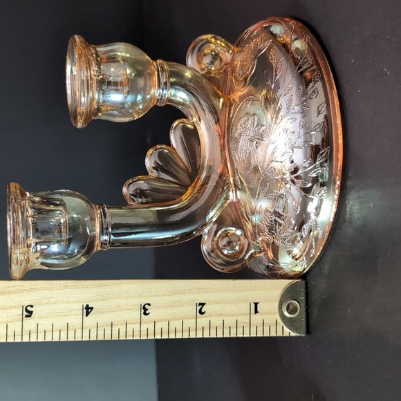 VTG,1950s Pair of Janette Glass Flora-Gold Candle Holders. - Picture 10 of 11